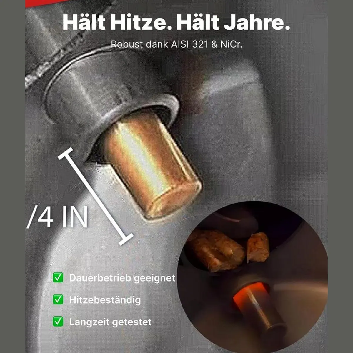 UMBRELLA Glühzünder PR8, 250 Watt, 230 Volt, Edelstahl Aisi 321 2