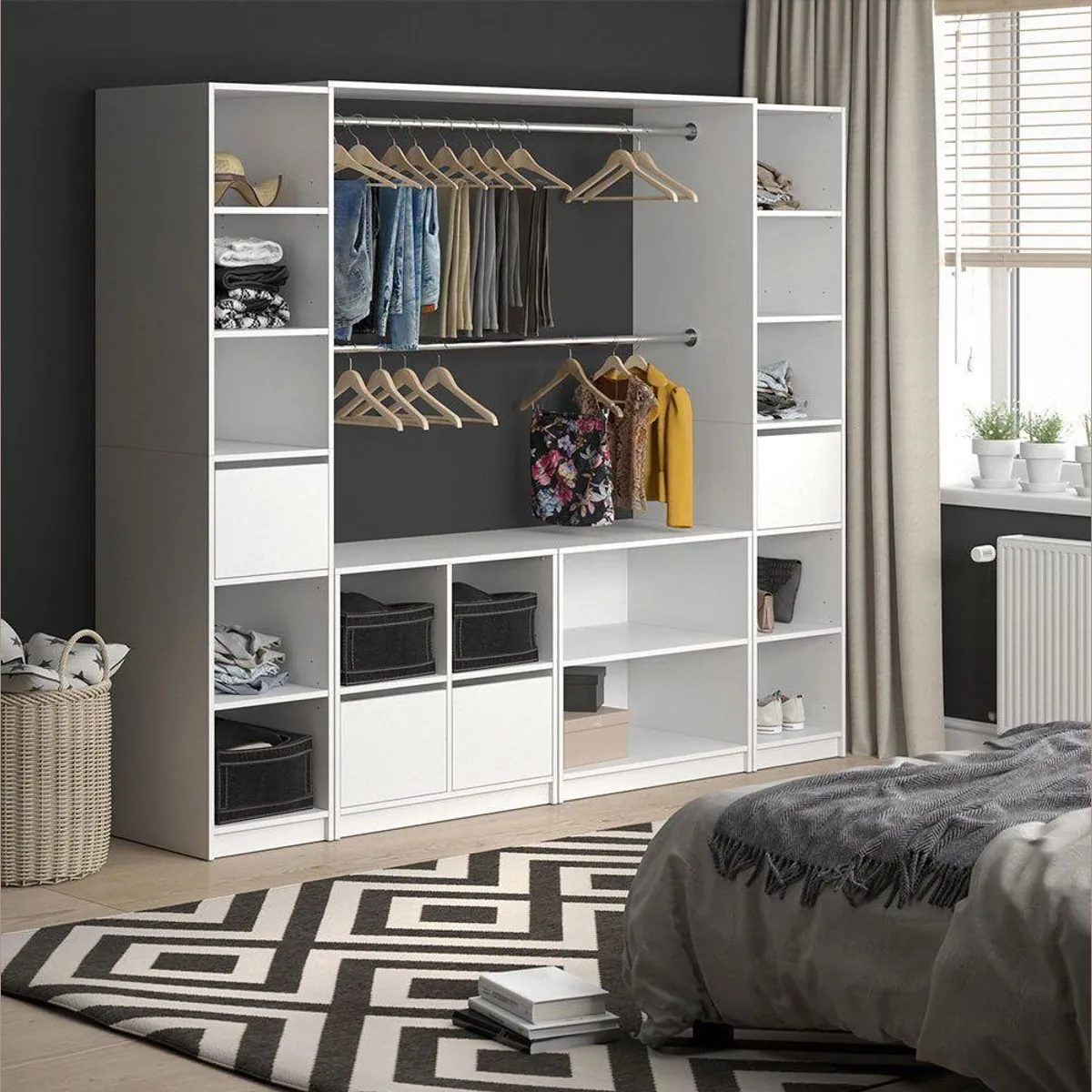 Vicco VISIT XXL Kleiderschrank, 225,4 cm, Weiß, großzügiger Stauraum