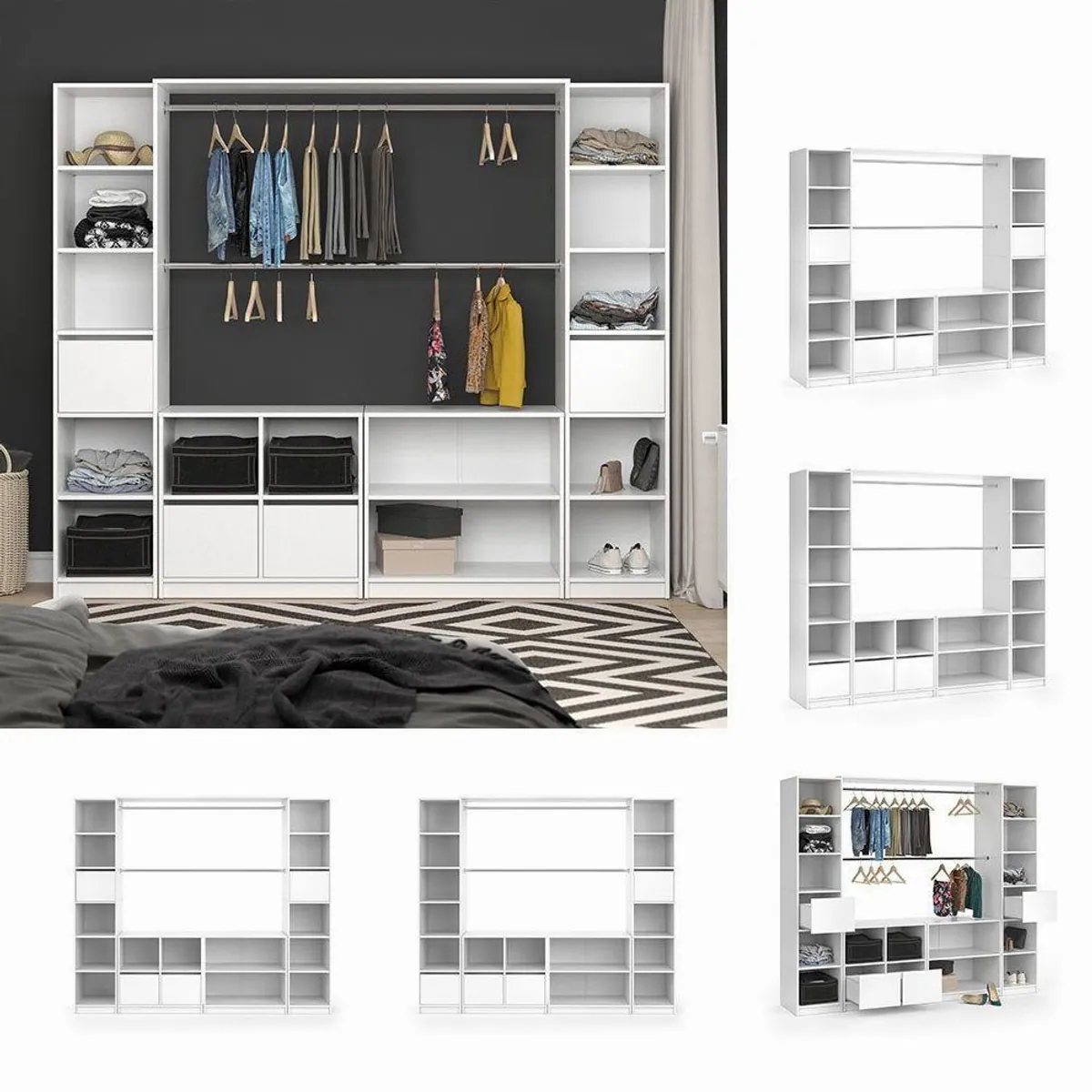 Vicco VISIT XXL Kleiderschrank, 225,4 cm, Weiß, großzügiger Stauraum 2