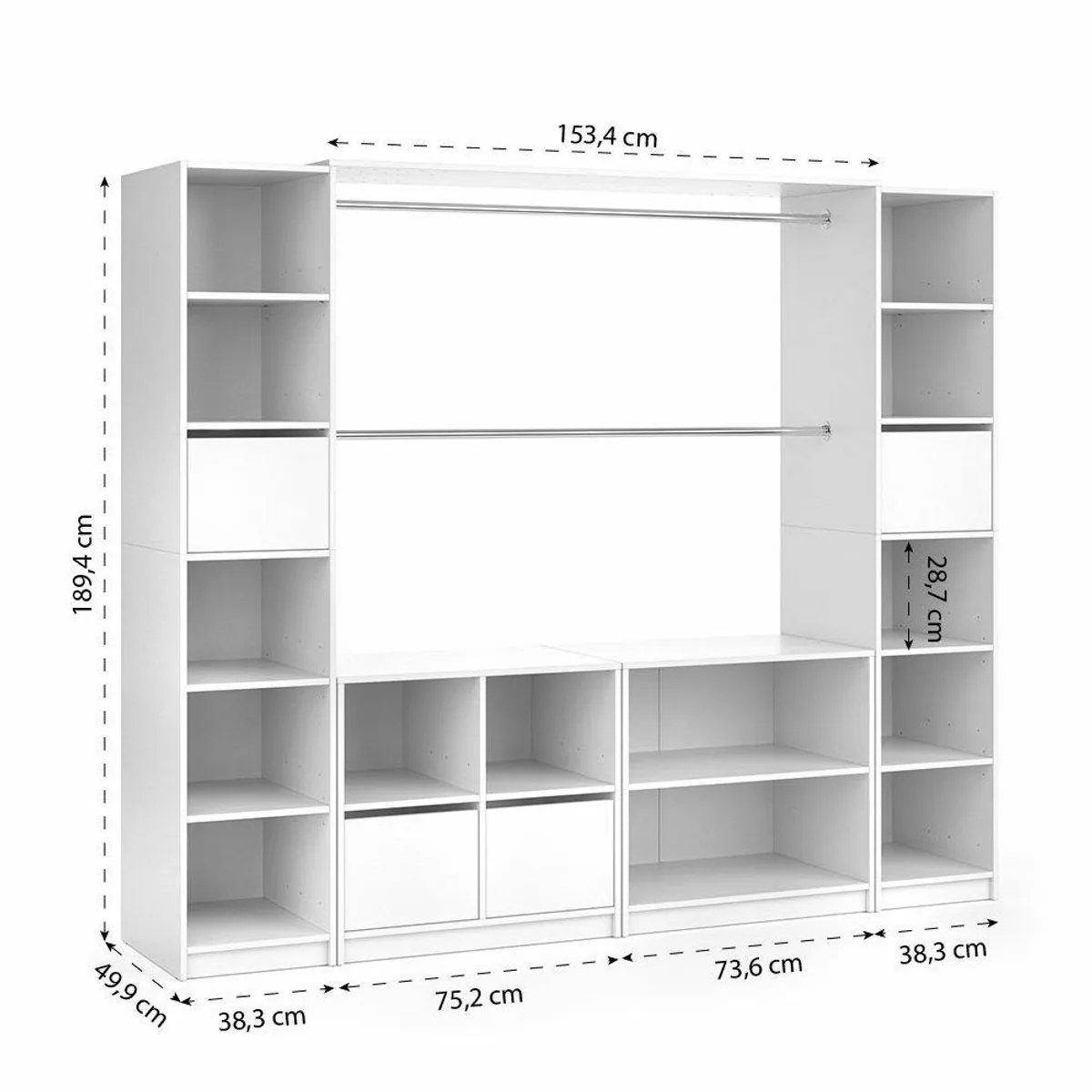 Vicco VISIT XXL Kleiderschrank, 225,4 cm, Weiß, großzügiger Stauraum 3