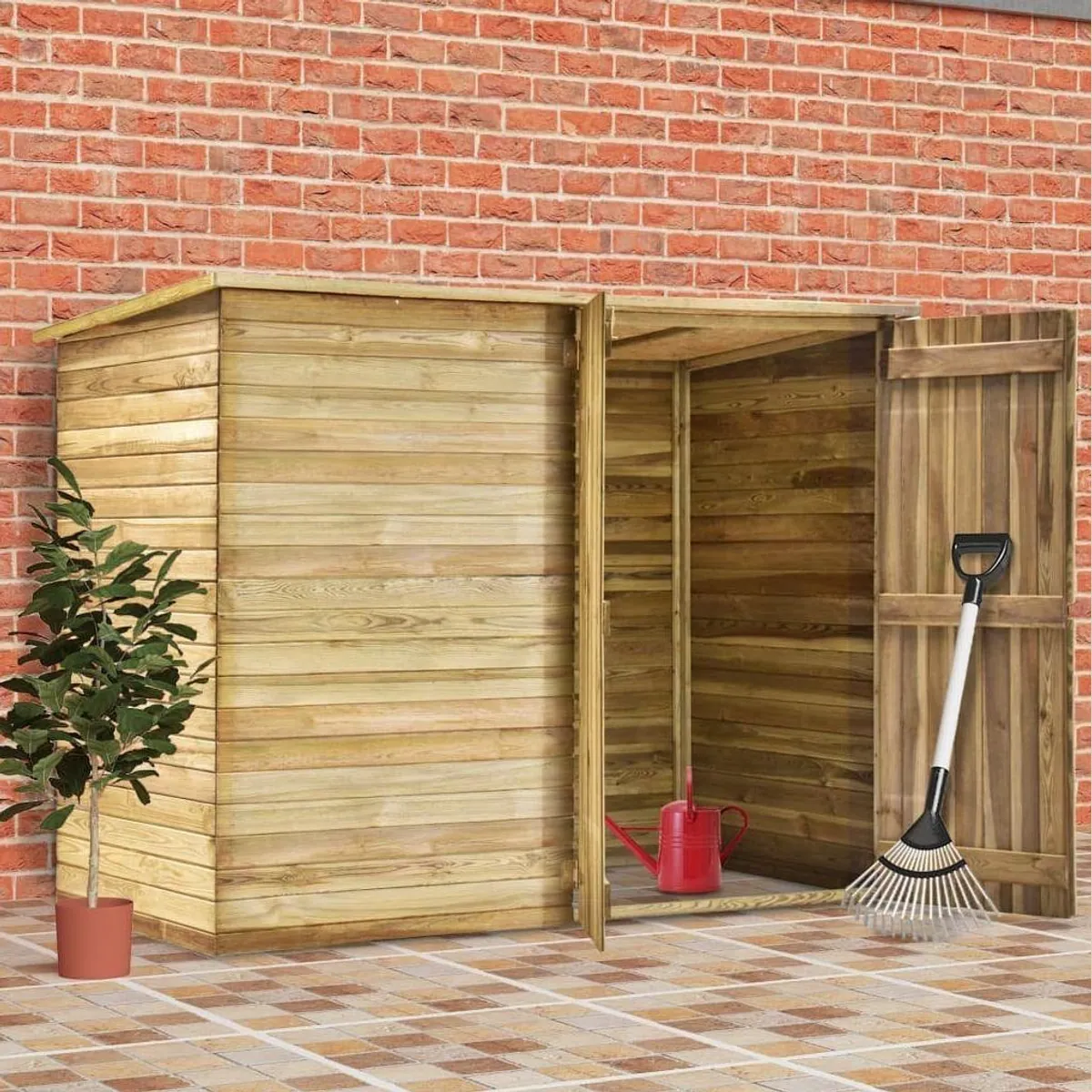 vidaXL Gartenhaus 232 x 110 x 170 cm, imprägniertes Kiefernholz, Doppeltür-Design
