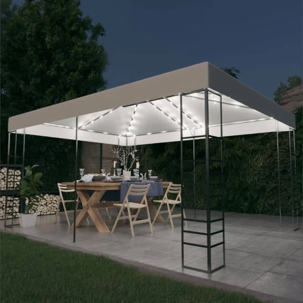 vidaXL Partyzelt Pavillon, 400 x 300 x 270 cm, pulverbeschichteter Stahl, wasserdicht