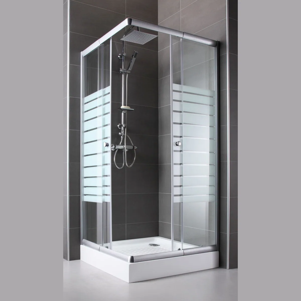 welltime Eckdusche Trento Banda, 90x90 cm, Sicherheitsglas, Schiebetüren, verstellbar 2